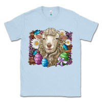Dusty Blue easter sheep eggs butterfly daisys leopard glitter wooden Classic Tee - Artiststas