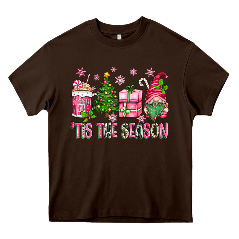 Pink Christmas 'tis The Season Gnome Heavy Core Tee by Zillion Design Studio | Teevron