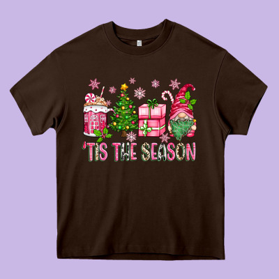 Heavy Core Tee pink christmas 'tis the season gnome