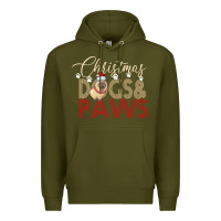 Army Green Christmas Dogs Paws Premium Hoodie - Bettercallsaul