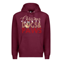 Burgundy Christmas Dogs Paws Premium Hoodie - Bettercallsaul