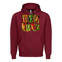 Burgundy one love juneteenth Zipper Hoodie - MaliasSmallBusiness