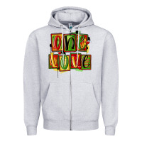 Heather Grey one love juneteenth Zipper Hoodie - MaliasSmallBusiness