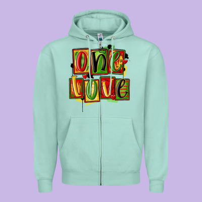 One Love Juneteenth Zipper Hoodie Designed By Maliassmallbusiness