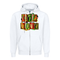 White one love juneteenth Zipper Hoodie - MaliasSmallBusiness