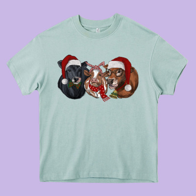 Heavy Core Tee Christmas Cows