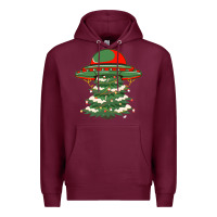Burgundy Ufo Christmas Pine Tree Premium Hoodie - Bettercallsaul