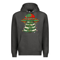 Charcoal Heather Ufo Christmas Pine Tree Premium Hoodie - Bettercallsaul