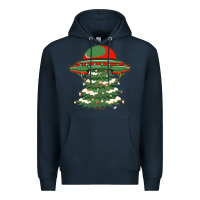 Navy Ufo Christmas Pine Tree Premium Hoodie - Bettercallsaul