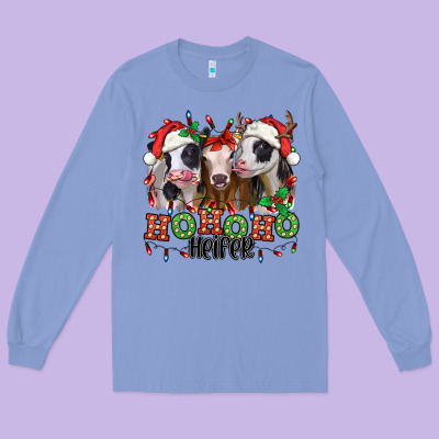 Ho Ho Ho Heifer Christmas Heifers Long Sleeve Tee Designed By Jasminsmagicworld