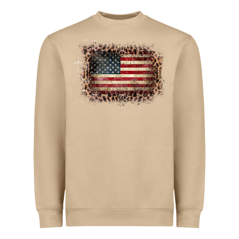 Old Leopard American Flag Frame Heavyweight Sweatshirt by Bettercallsaul | Teevron