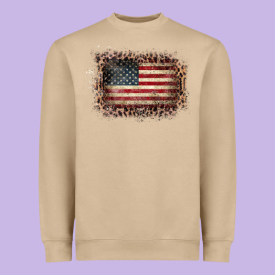 Old Leopard American Flag Frame Heavyweight Sweatshirt Designed By Bettercallsaul