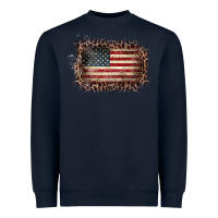 Navy Old Leopard American Flag Frame Heavyweight Sweatshirt - Bettercallsaul