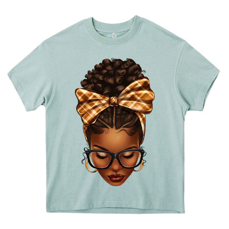 Plaid Bandana Afro Woman Heavy Core Tee by texasbilliewilder | Teevron