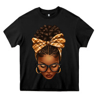 Black plaid bandana afro woman Heavy Core Tee - texasbilliewilder