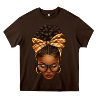 Chocolate Brown plaid bandana afro woman Heavy Core Tee - texasbilliewilder