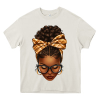 Cream plaid bandana afro woman Heavy Core Tee - texasbilliewilder