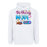 White Birthday Mode On Heavyweight Hoodie - BundleAndBundleShop