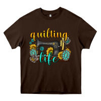 Chocolate Brown quilting life western Heavy Core Tee - texasbilliewilder