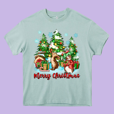 Heavy Core Tee merry christmas rabbits