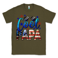 Army Green Cool Papa American Flag 4th of July Classic Tee - LillyAllenDesigns