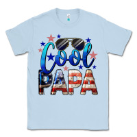Dusty Blue Cool Papa American Flag 4th of July Classic Tee - LillyAllenDesigns