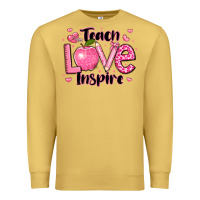 Antique Gold teach love inspire teacher valentines day Premium Sweatshirt - LillyAllenDesigns