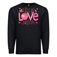 Black teach love inspire teacher valentines day Premium Sweatshirt - LillyAllenDesigns