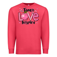 Cardinal teach love inspire teacher valentines day Premium Sweatshirt - LillyAllenDesigns