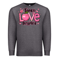 Charcoal Heather teach love inspire teacher valentines day Premium Sweatshirt - LillyAllenDesigns