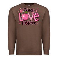 Chestnut teach love inspire teacher valentines day Premium Sweatshirt - LillyAllenDesigns
