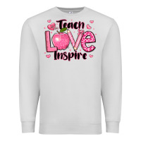 Dove Grey teach love inspire teacher valentines day Premium Sweatshirt - LillyAllenDesigns