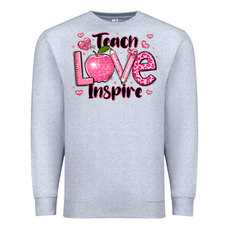 Teach Love Inspire Teacher Valentines Day Premium Sweatshirt by LillyAllenDesigns | Teevron