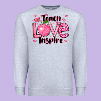 Teach Love Inspire Teacher Valentines Day Premium Sweatshirt Designed By Lillyallendesigns