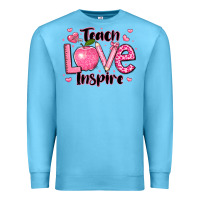 Ocean Blue teach love inspire teacher valentines day Premium Sweatshirt - LillyAllenDesigns