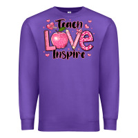 Purple teach love inspire teacher valentines day Premium Sweatshirt - LillyAllenDesigns