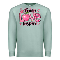 Seafoam teach love inspire teacher valentines day Premium Sweatshirt - LillyAllenDesigns
