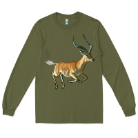 Army Green Impala Antelope Illustrations Long Sleeve Tee - LillyAllenDesigns