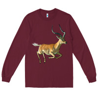 Burgundy Impala Antelope Illustrations Long Sleeve Tee - LillyAllenDesigns