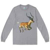 Heather Grey Impala Antelope Illustrations Long Sleeve Tee - LillyAllenDesigns