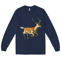 Navy Impala Antelope Illustrations Long Sleeve Tee - LillyAllenDesigns
