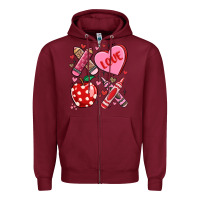 Burgundy valentine xoxo teacher Zipper Hoodie - MaliasSmallBusiness