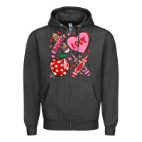 Charcoal Heather valentine xoxo teacher Zipper Hoodie - MaliasSmallBusiness