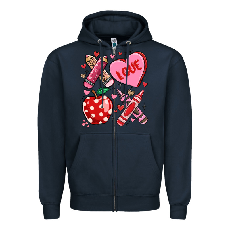 Valentine Xoxo Teacher Zipper Hoodie by MaliasSmallBusiness | Teevron