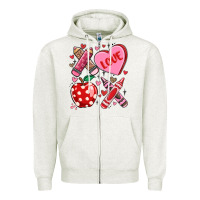 Oatmeal Heather valentine xoxo teacher Zipper Hoodie - MaliasSmallBusiness