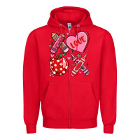 Red valentine xoxo teacher Zipper Hoodie - MaliasSmallBusiness