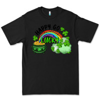 Black Happy Go Lucky Rainbow Shamrocks And Pot Of Gold Premium Tee - RanaPortraitStore
