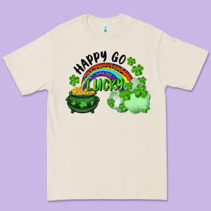 Happy Go Lucky Rainbow Shamrocks And Pot Of Gold Premium Tee Designed By Ranaportraitstore