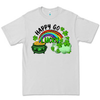 Dove Grey Happy Go Lucky Rainbow Shamrocks And Pot Of Gold Premium Tee - RanaPortraitStore