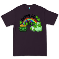Plum Happy Go Lucky Rainbow Shamrocks And Pot Of Gold Premium Tee - RanaPortraitStore